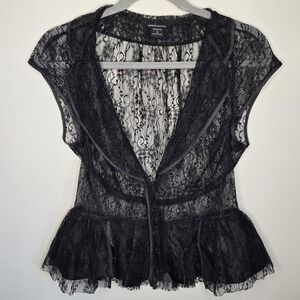 Moda International Women S Small Sheer Lace Top Black WhimsiGoth Budoir Fairy